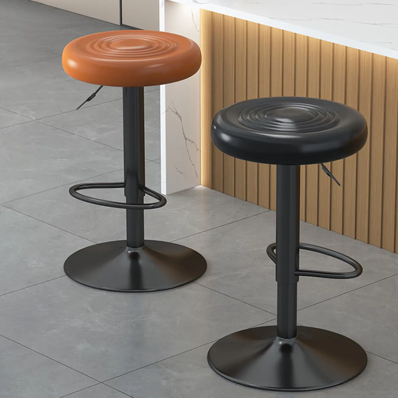 Classic Metal Round Swivel Bar Stool with Cushion for Home Bar Image - 1 | homeyfad