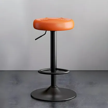 Classic Metal Round Swivel Bar Stool with Cushion for Home Bar Image - 15