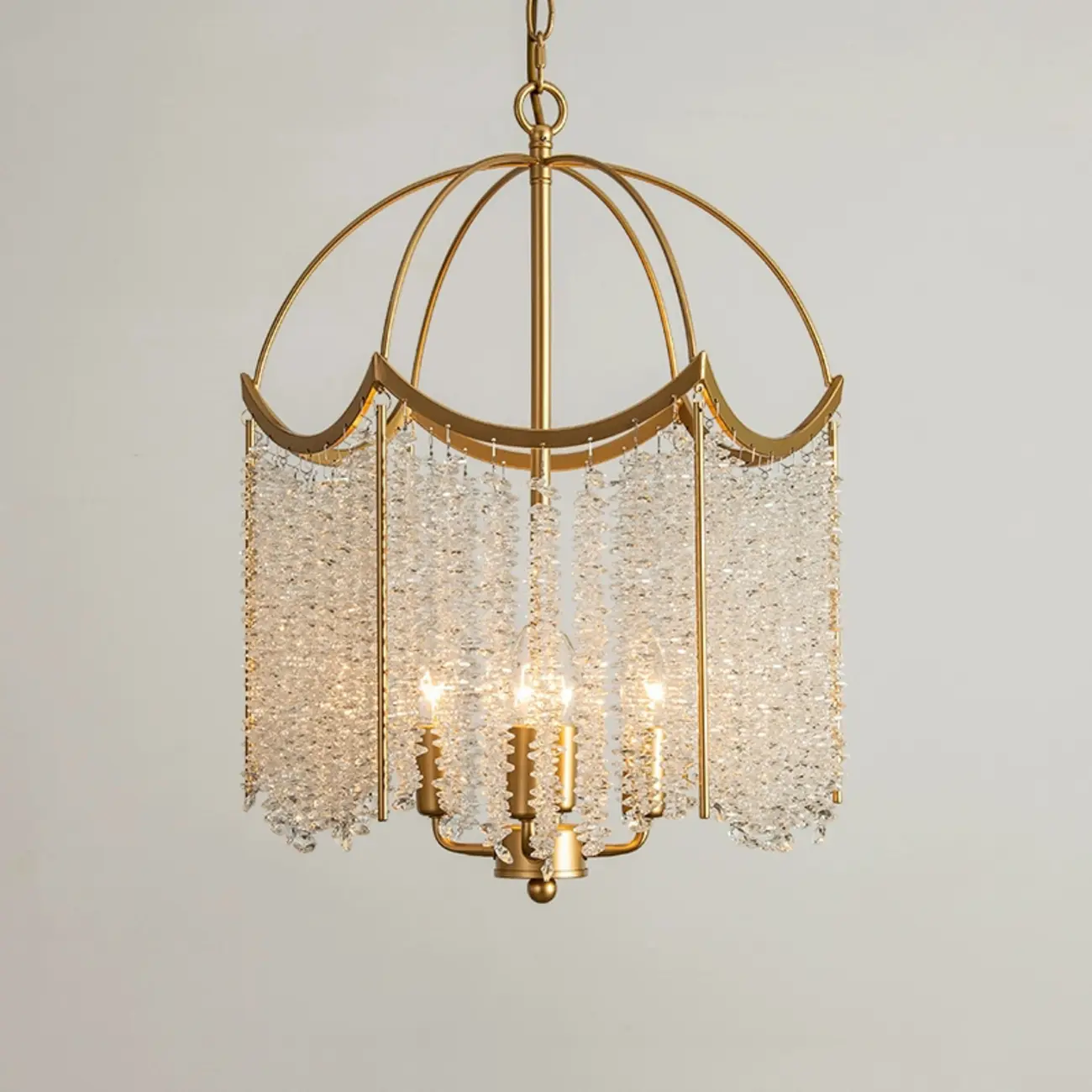 Gold Crystal Cage Glass Chandelier Modern Light Image - 2 | homeyfad