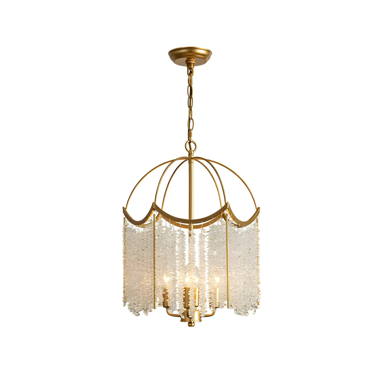 Gold Crystal Cage Glass Chandelier Modern Light Image - 5 | homeyfad