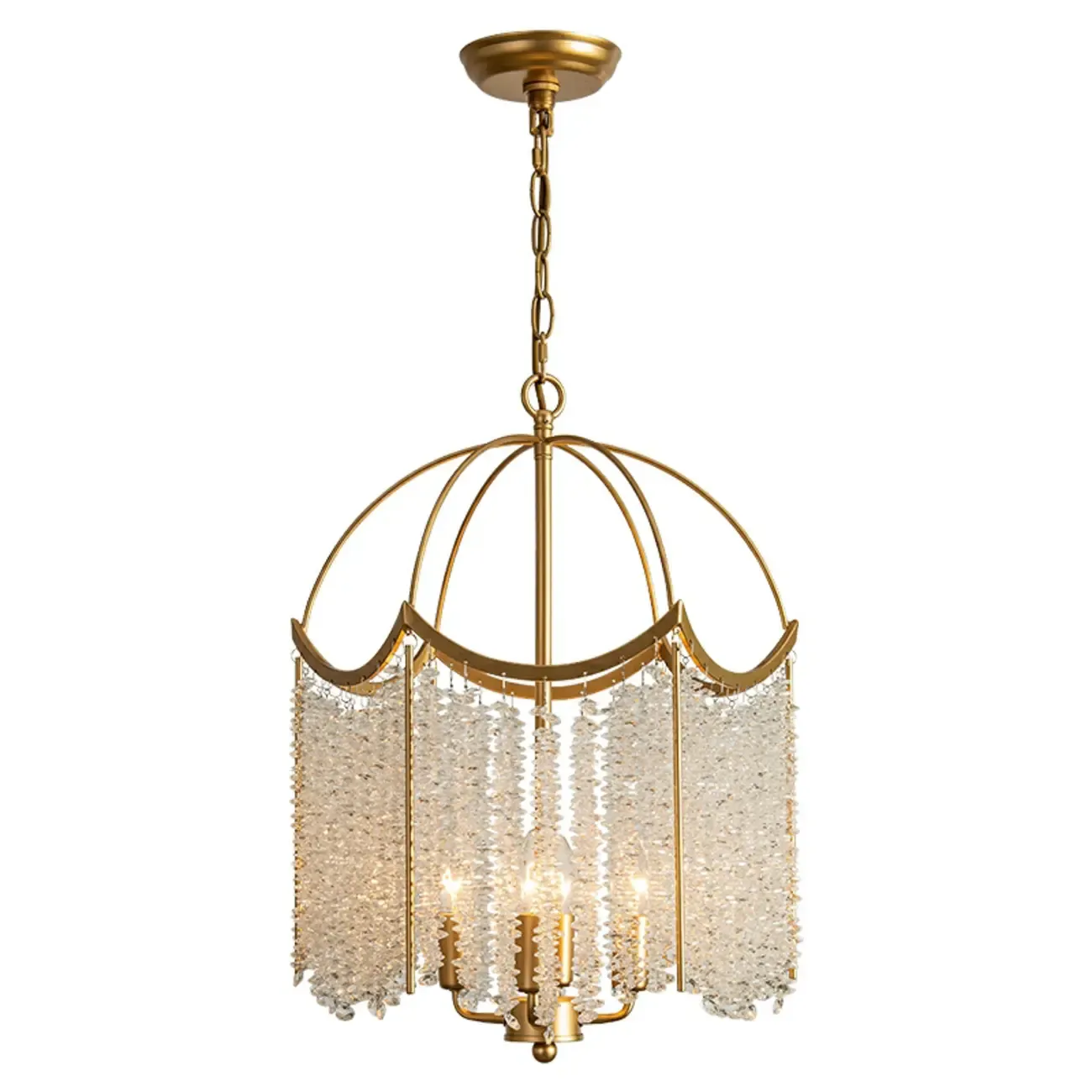 Gold Crystal Cage Glass Chandelier Modern Light Image - 6