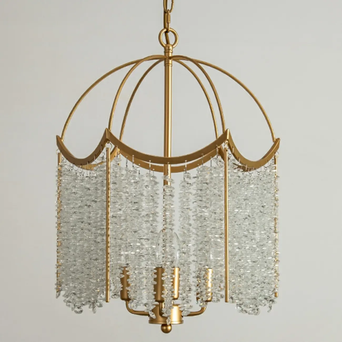 Gold Crystal Cage Glass Chandelier Modern Light Image - 9