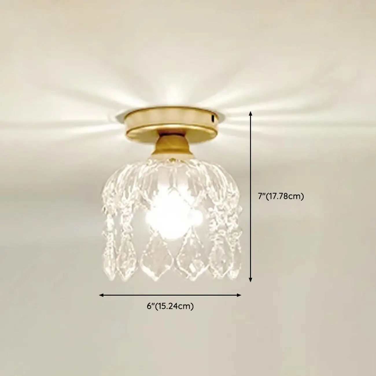 Modern Semi Flush Mount Ceiling Light Brass Crystal LED Light #size | homeyfad