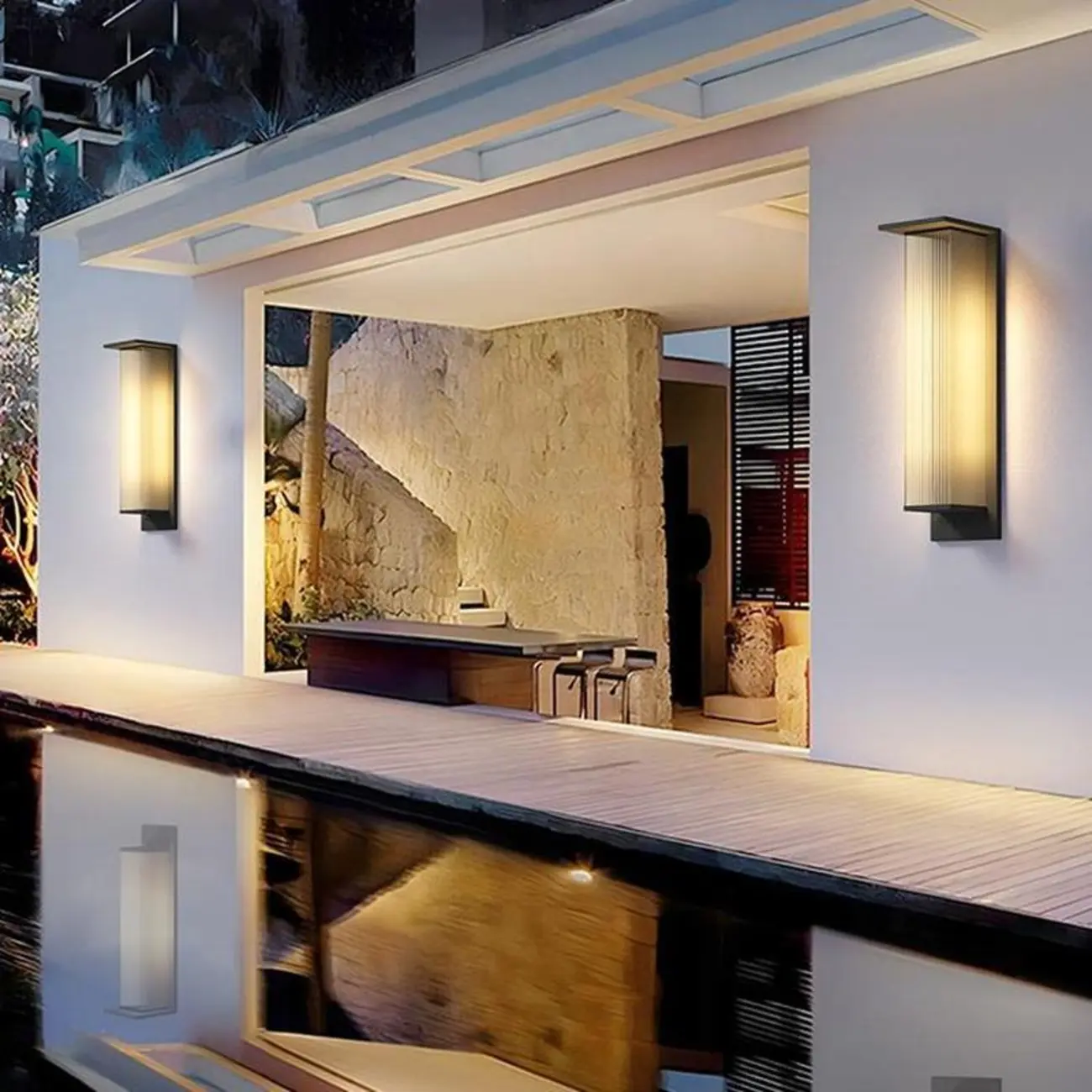 Modern Metal Black Rectangle LED Outdoor Wall Light Image - 4 | homeyfad