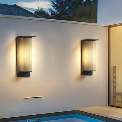 Modern Metal Black Rectangle LED Outdoor Wall Light Image - 6
