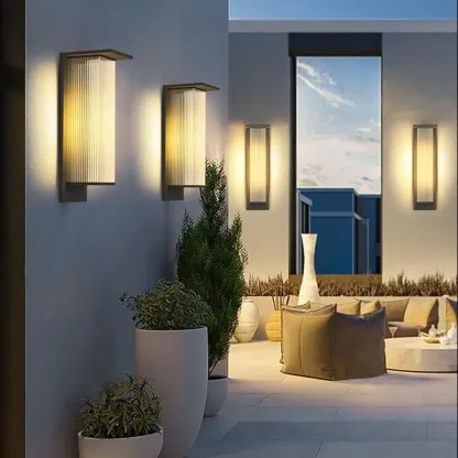 Modern Metal Black Rectangle LED Outdoor Wall Light Image - 12
