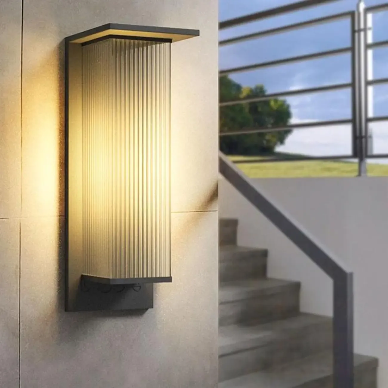 Modern Metal Black Rectangle LED Outdoor Wall Light Image - 17