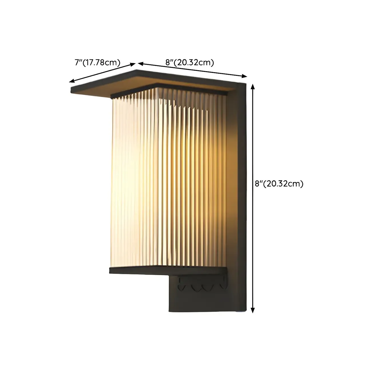 Modern Metal Black Rectangle LED Outdoor Wall Light #size