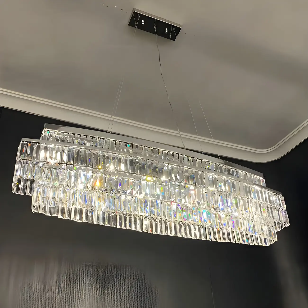 Modern Silver 3-Tier LED Crystal Chandelier for Kitchen Image - 4 | homeyfad