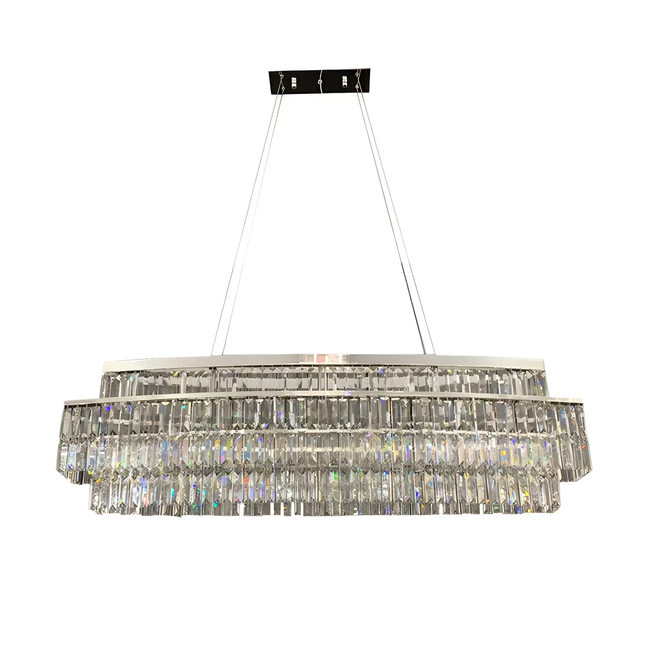 Modern Silver 3-Tier LED Crystal Chandelier for Kitchen Image - 6 | homeyfad