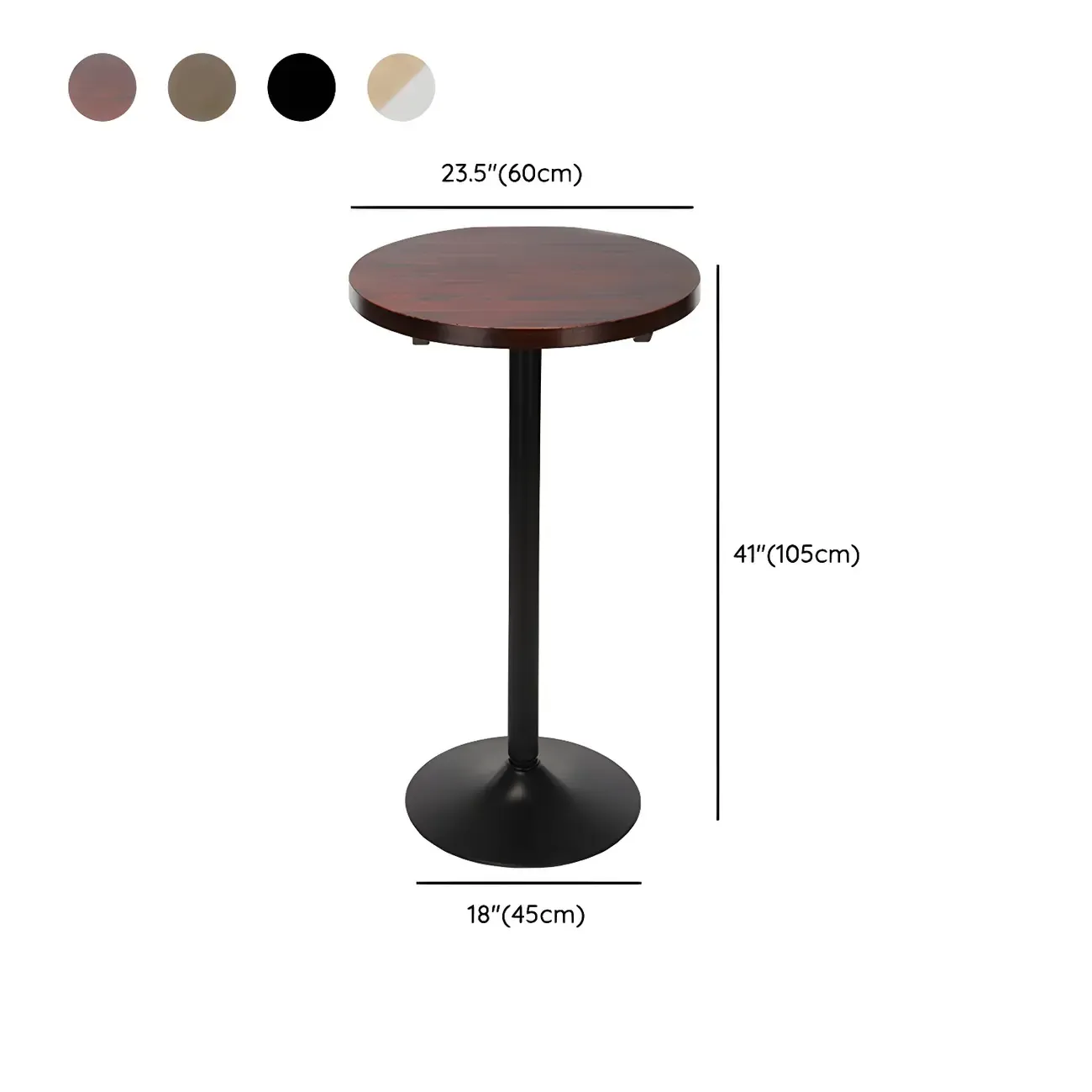 Minimalist Wood Metal Round Bar Tables #size