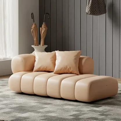 Pillow Included Modern Nappa Leather Chaise Lounge Image - 2