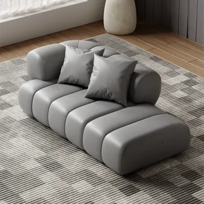 Pillow Included Modern Nappa Leather Chaise Lounge Image - 4