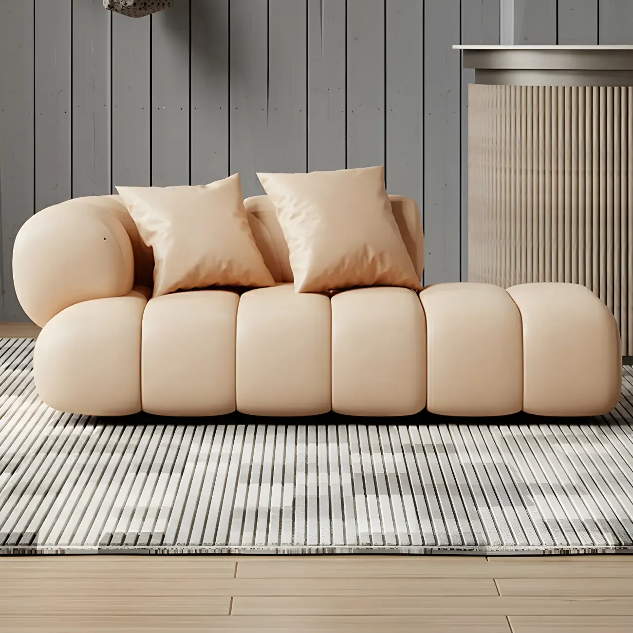 Pillow Included Modern Nappa Leather Chaise Lounge Image - 1