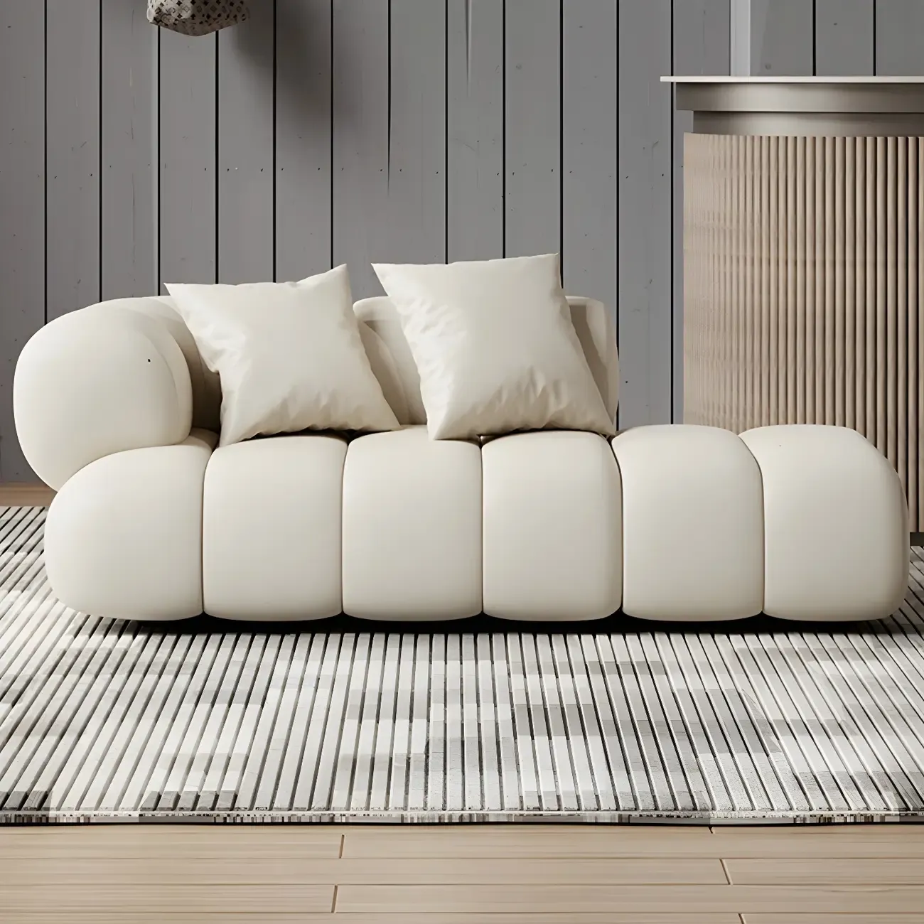 Pillow Included Modern Nappa Leather Chaise Lounge Image - 6