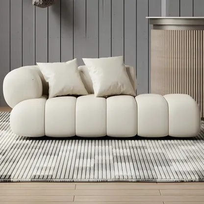 Pillow Included Modern Nappa Leather Chaise Lounge Image - 6