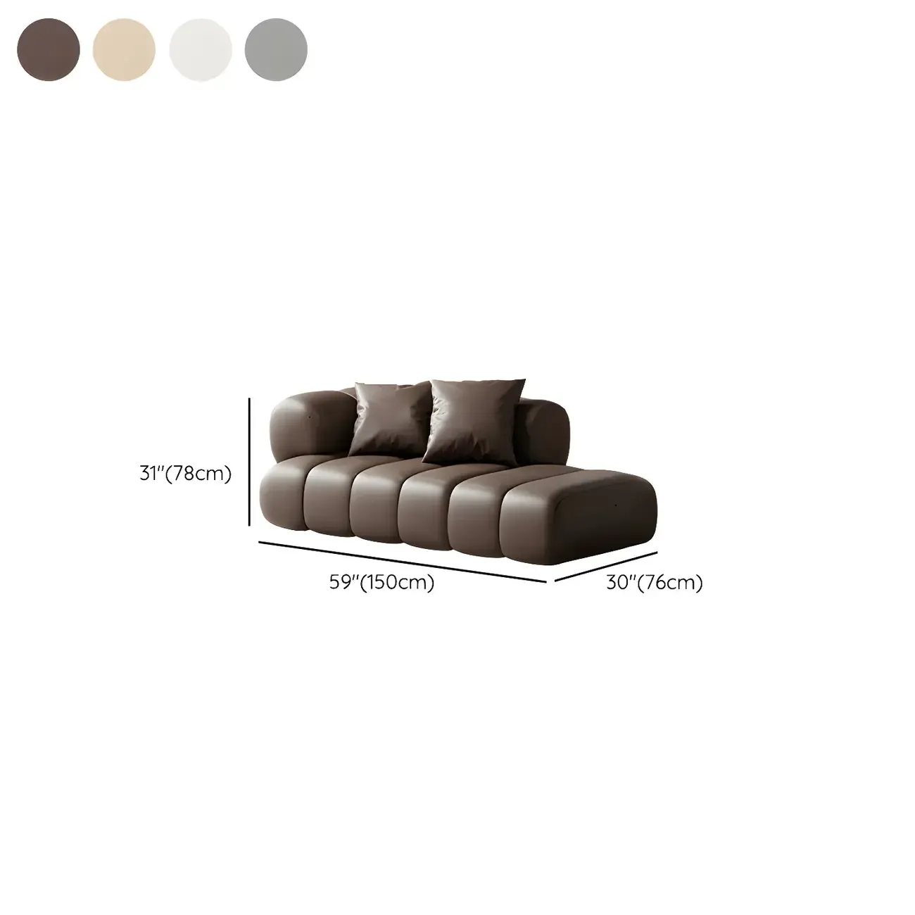 Pillow Included Modern Nappa Leather Chaise Lounge #size