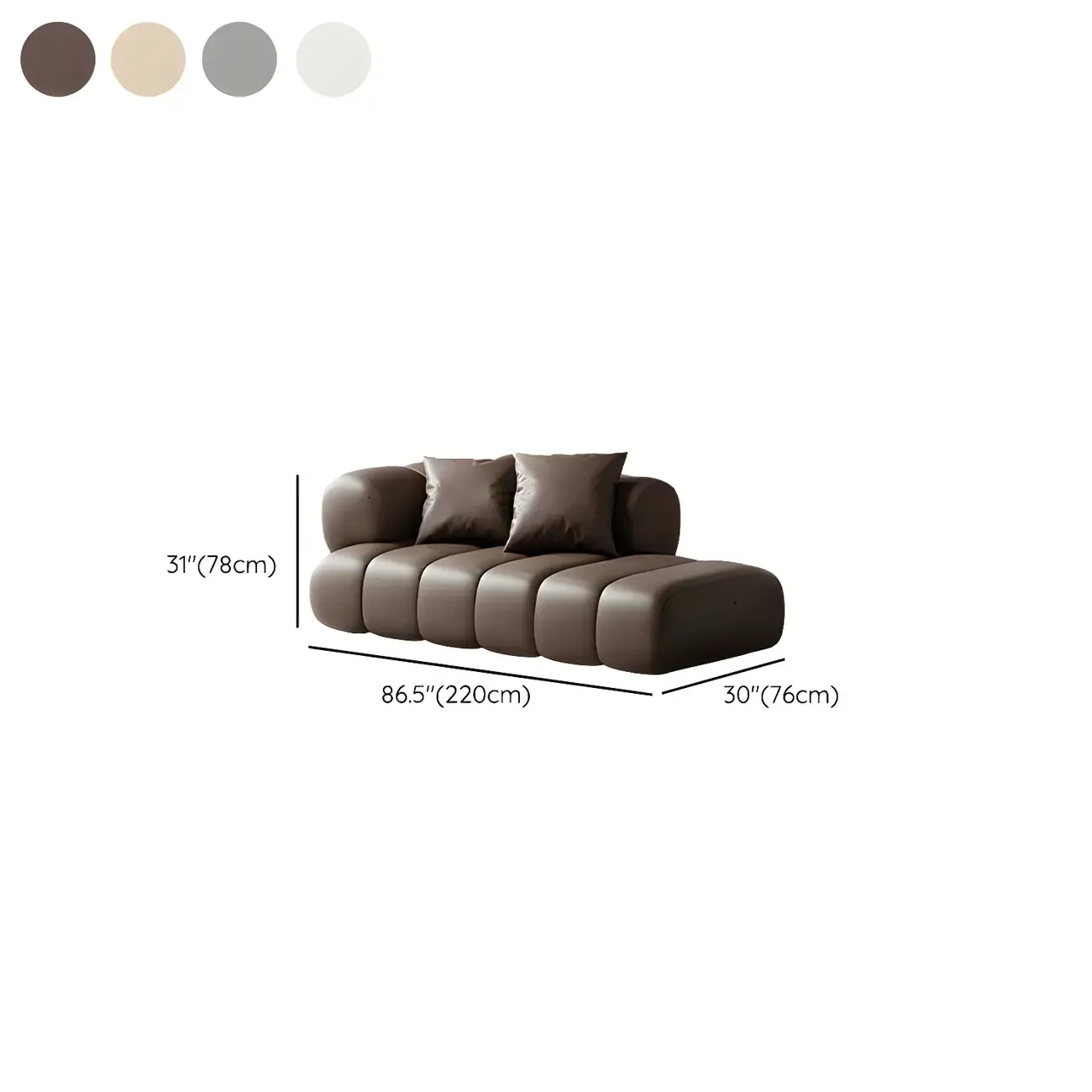 Pillow Included Modern Nappa Leather Chaise Lounge Image - 10