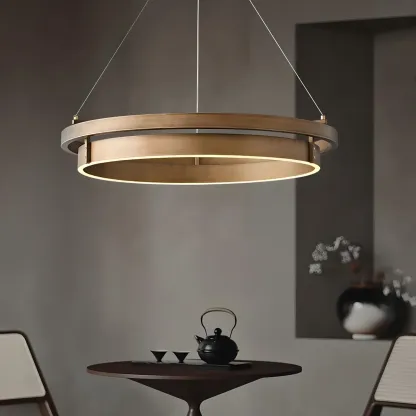 Modern Brass Elegant Ring Chandelier with Dimmable LED Image - 1