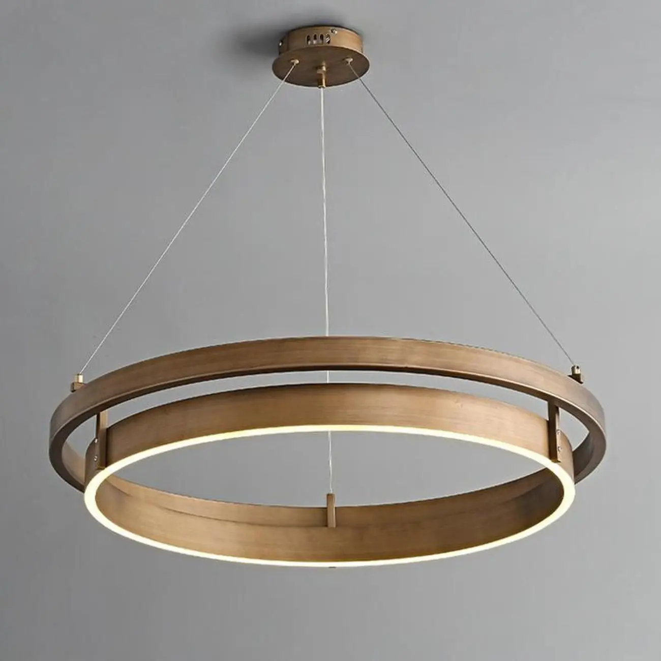 Modern Brass Elegant Ring Chandelier with Dimmable LED Image - 6 | homeyfad