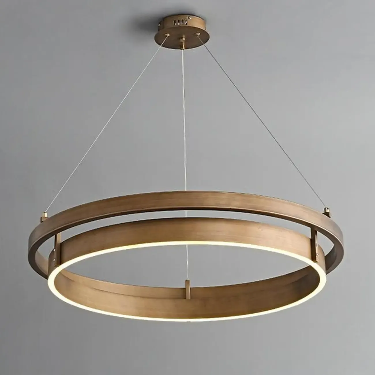 Modern Brass Elegant Ring Chandelier with Dimmable LED Image - 6