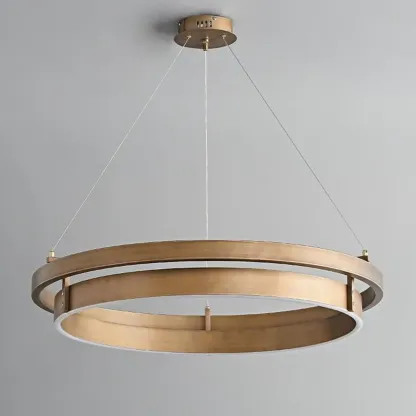 Modern Brass Elegant Ring Chandelier with Dimmable LED Image - 7