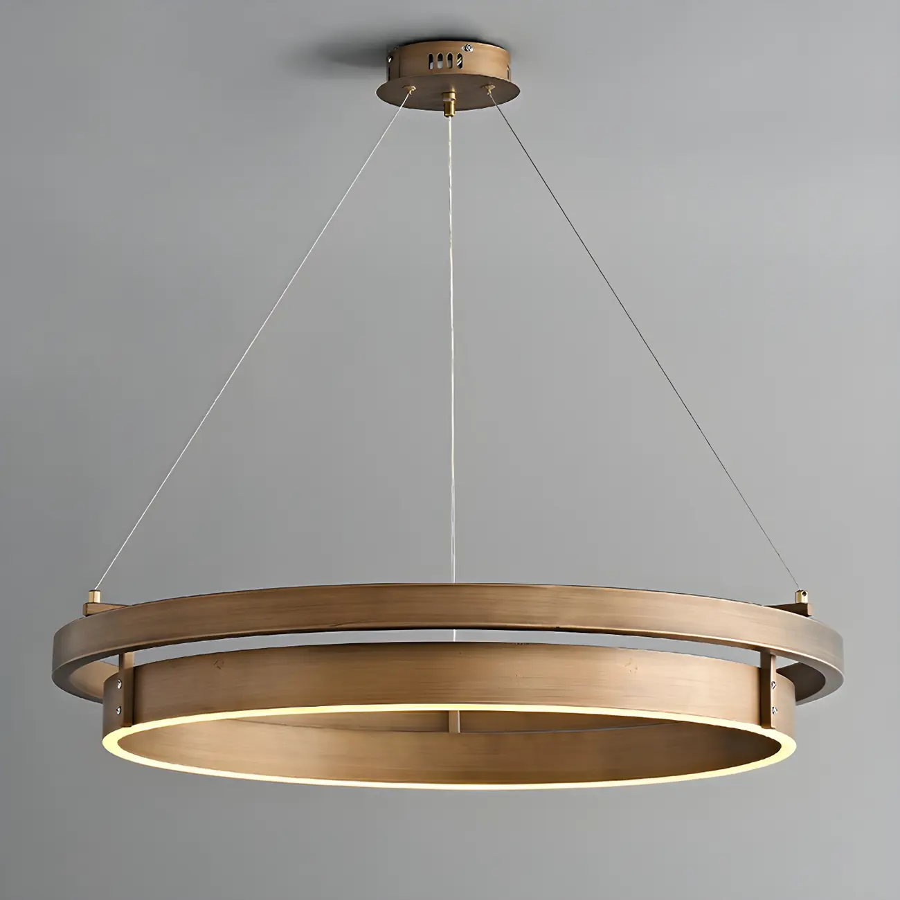 Modern Brass Elegant Ring Chandelier with Dimmable LED Image - 8 | homeyfad