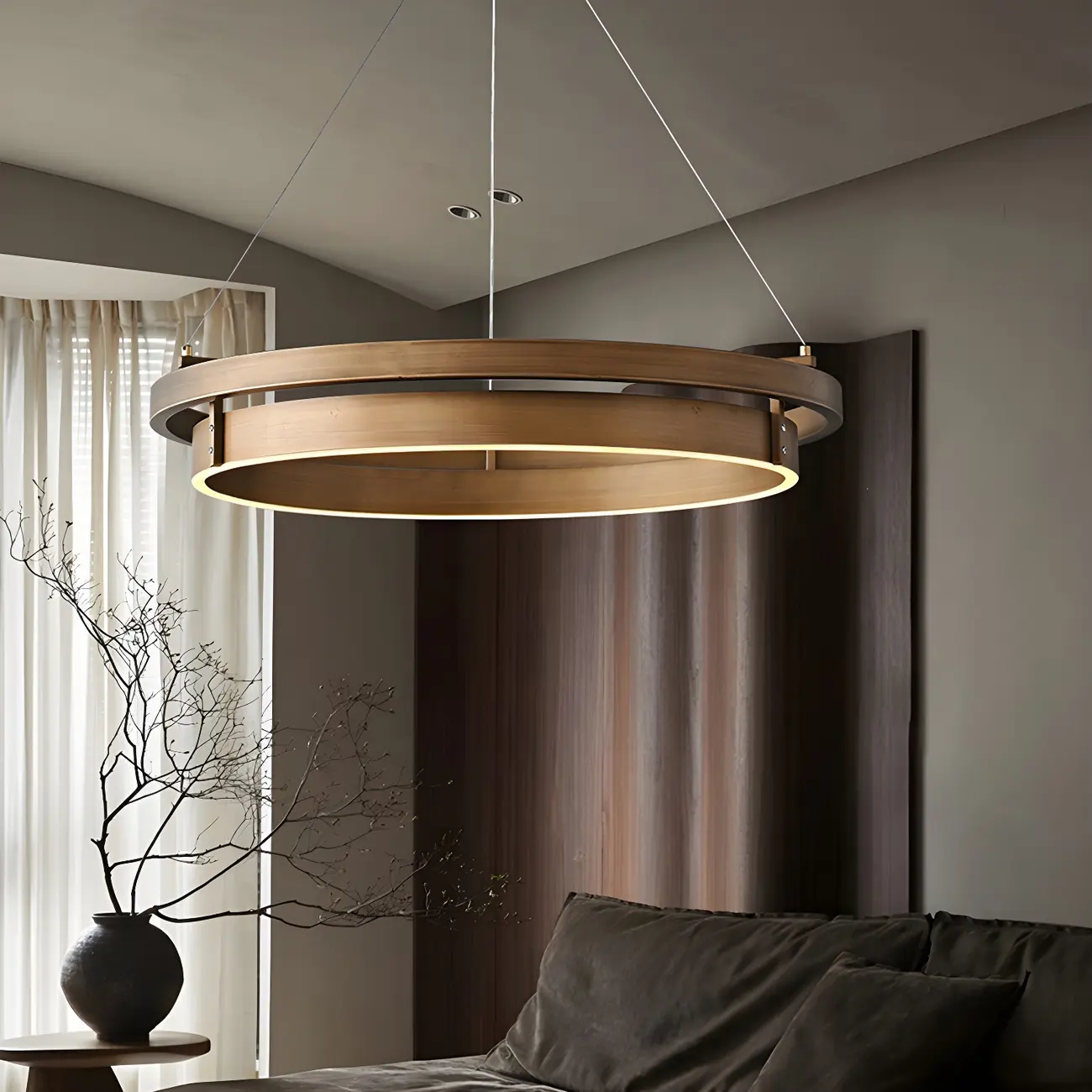 Modern Brass Elegant Ring Chandelier with Dimmable LED Image - 4 | homeyfad