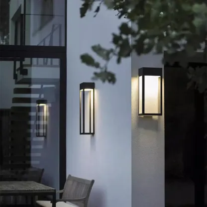 Modern Steel Black Rectangle LED Outdoor Wall Light Image - 1