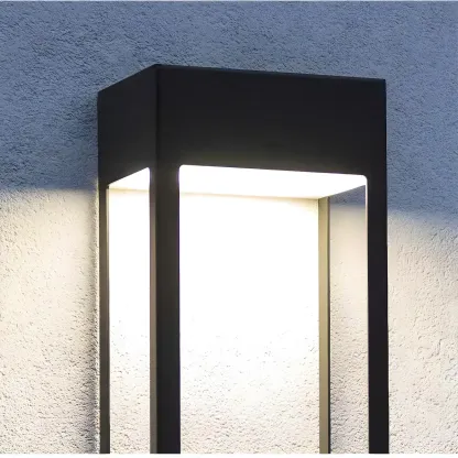 Modern Steel Black Rectangle LED Outdoor Wall Light Image - 6