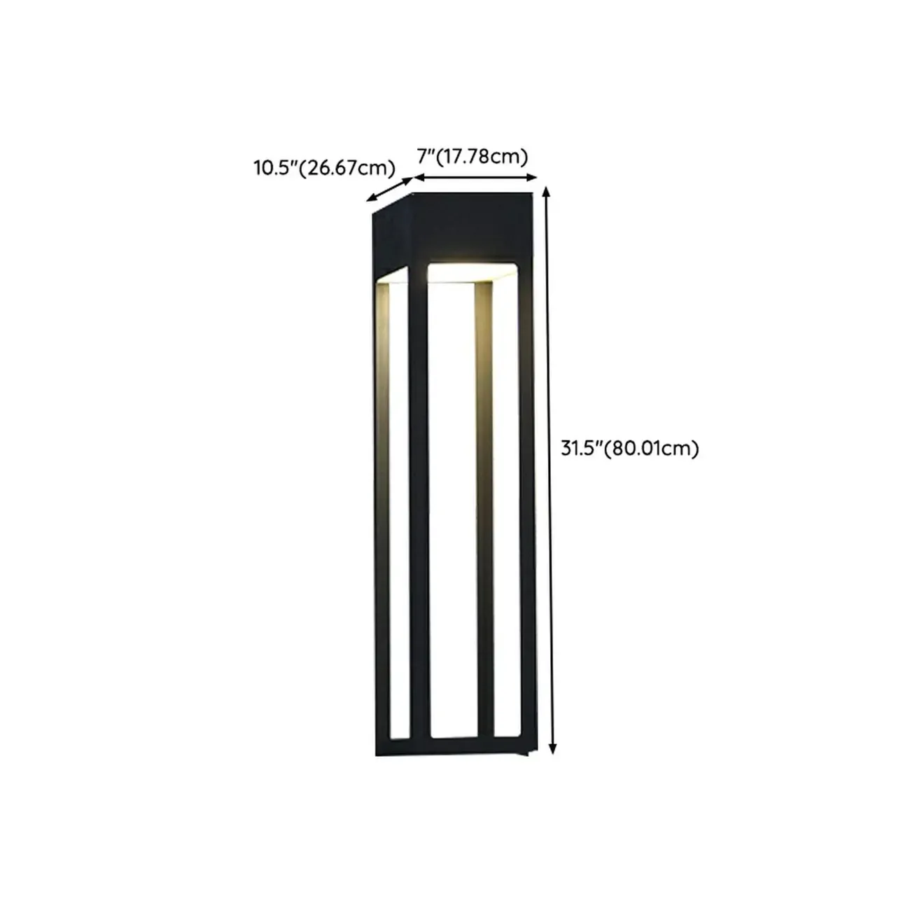 Modern Steel Black Rectangle LED Outdoor Wall Light Image - 10