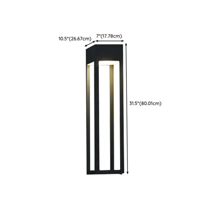Modern Steel Black Rectangle LED Outdoor Wall Light Image - 10