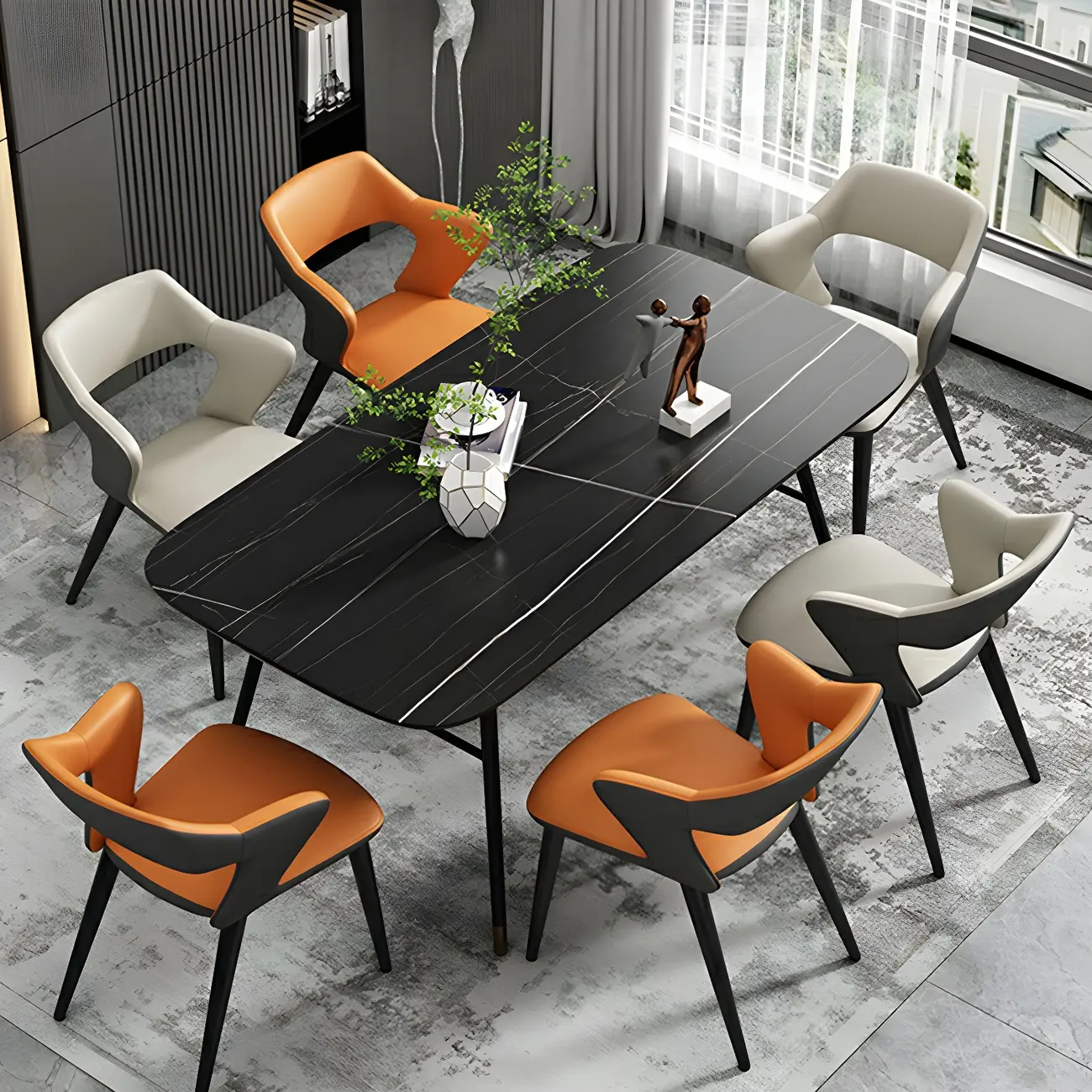 Modern Armchair Open Back Faux Leather Dining Chair Image - 4 | homeyfad