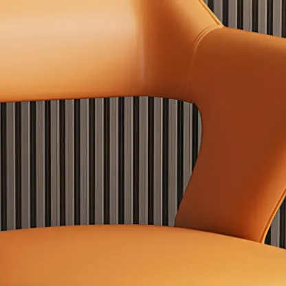 Modern Armchair Open Back Faux Leather Dining Chair Image - 6