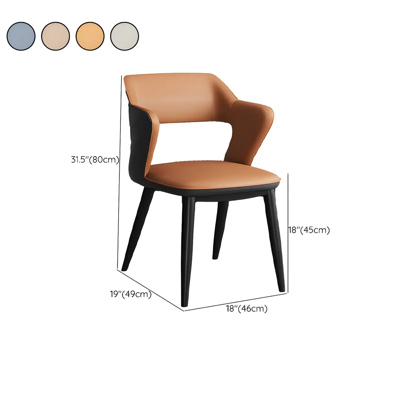 Modern Armchair Open Back Faux Leather Dining Chair Image - 17 | homeyfad