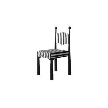 Upholstered Black Armless Striped Dining Chair Image - 2
