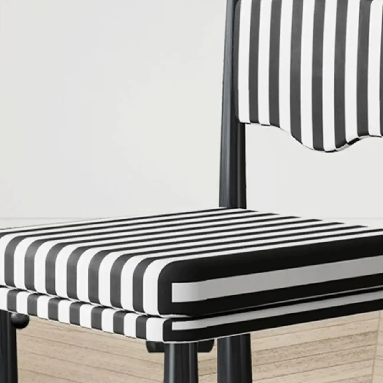 Upholstered Black Armless Striped Dining Chair Image - 7