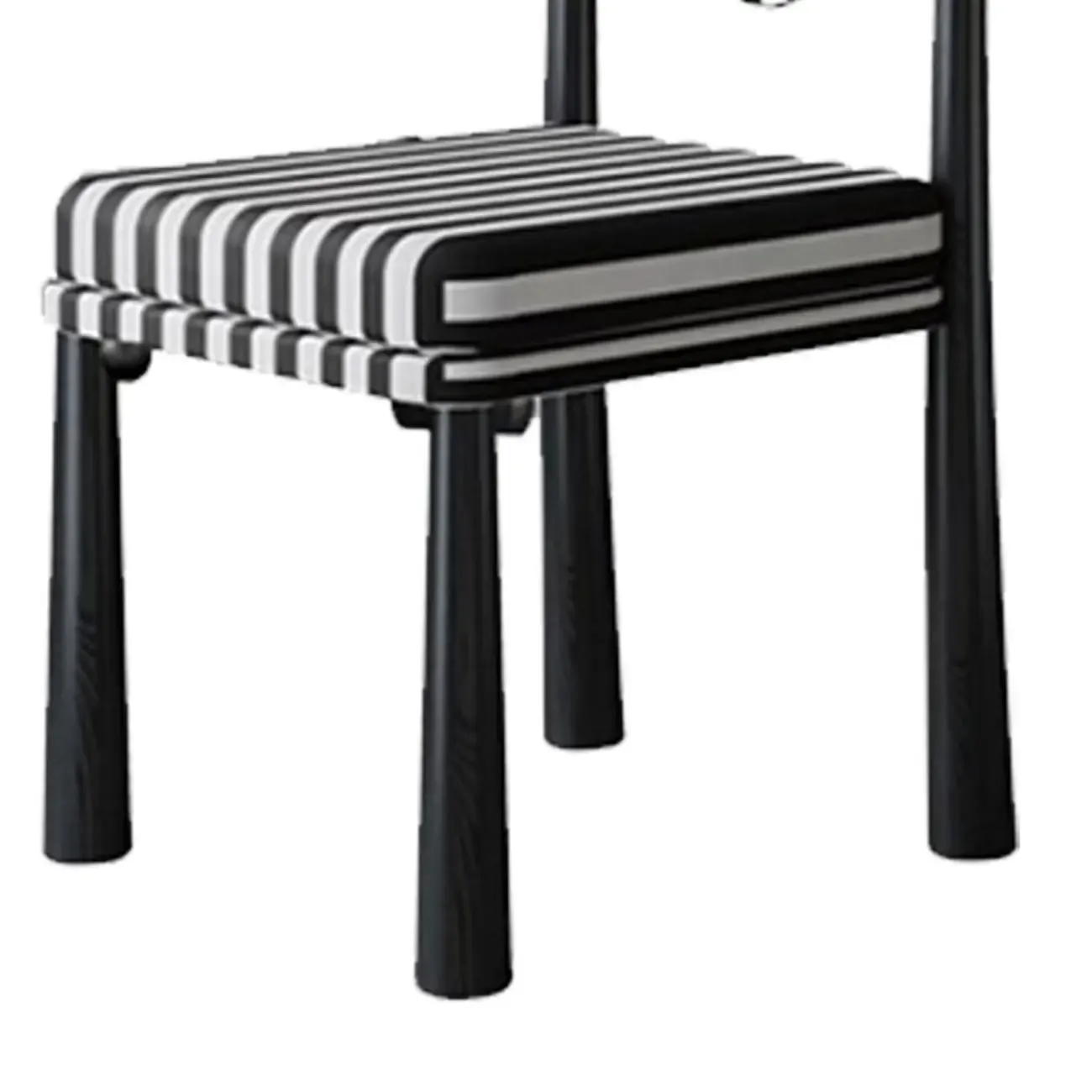 Upholstered Black Armless Striped Dining Chair Image - 9