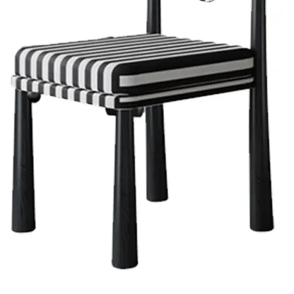 Upholstered Black Armless Striped Dining Chair Image - 9