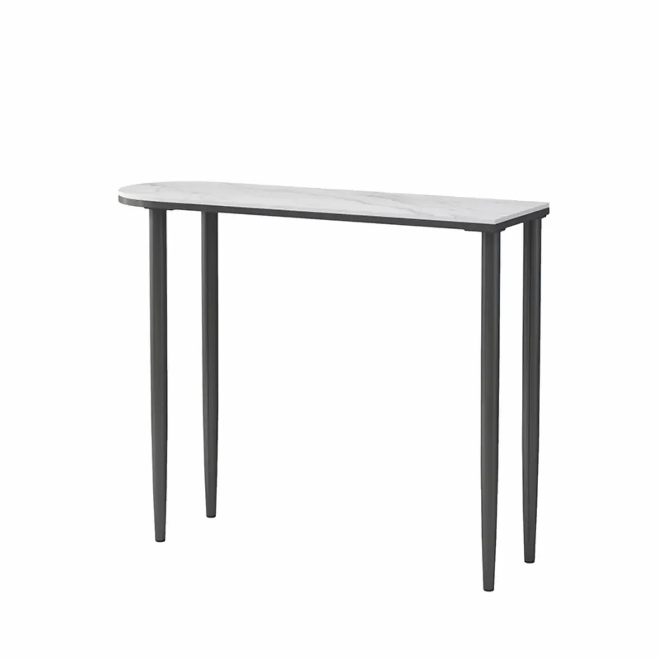 Free Form Modern White Stone Top Bar Table with Iron Frame Image - 5