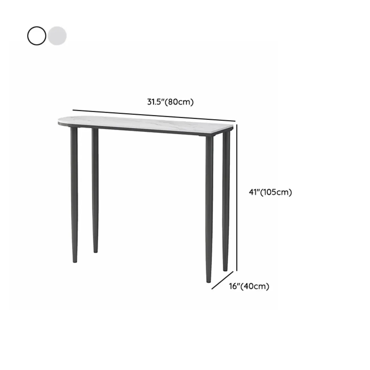 Free Form Modern White Stone Top Bar Table with Iron Frame #size
