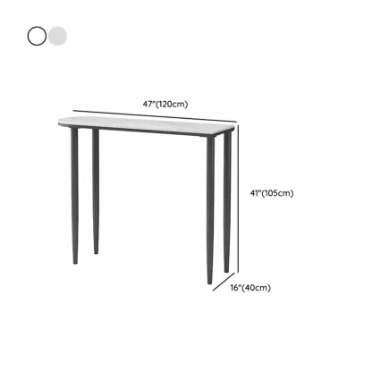 Free Form Modern White Stone Top Bar Table with Iron Frame Image - 10