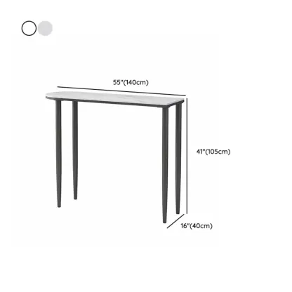 Free Form Modern White Stone Top Bar Table with Iron Frame Image - 11