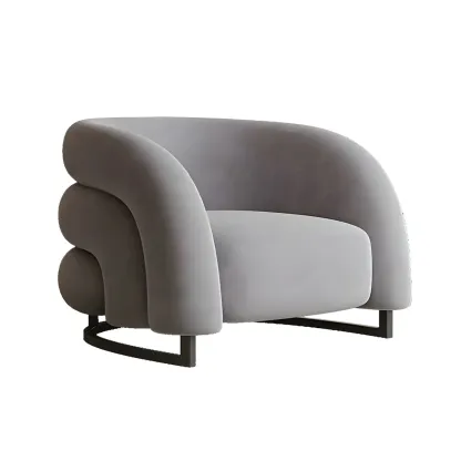 Nordic Metal Velvet Accent Chair with High-Back for Living Room Image - 5