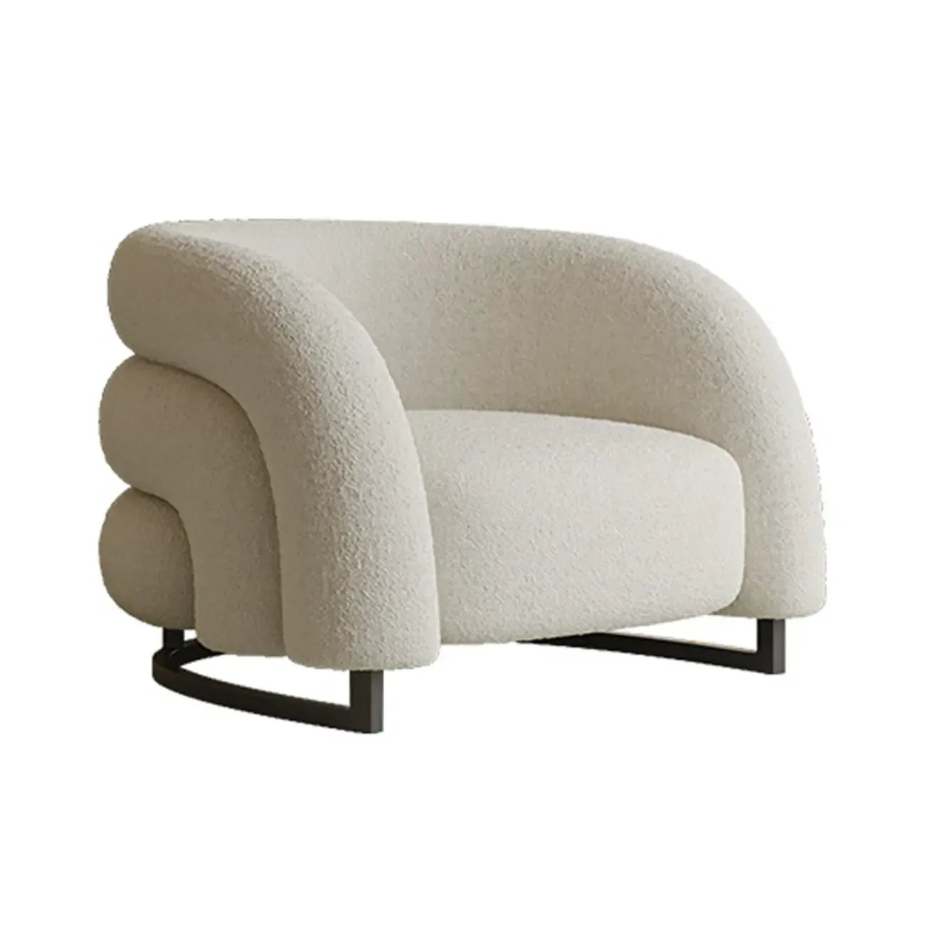 Nordic Metal Velvet Accent Chair with High-Back for Living Room Image - 6