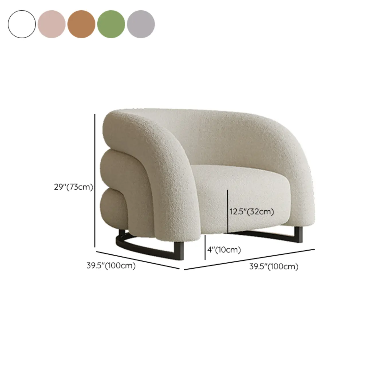 Nordic Metal Velvet Accent Chair with High-Back for Living Room #size | homeyfad