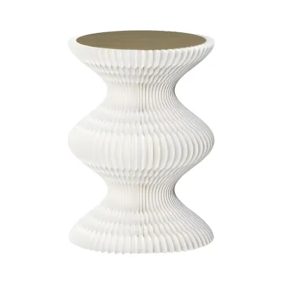 Round Metal Foldable End Table with Pedestal Base Image - 5