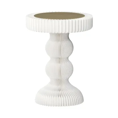 Round Metal Foldable End Table with Pedestal Base Image - 8