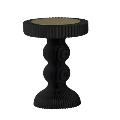 Round Metal Foldable End Table with Pedestal Base Image - 9