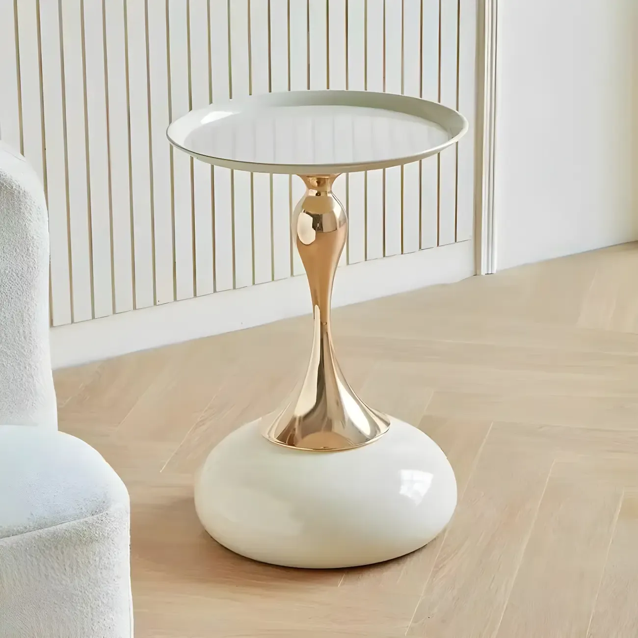 Elegant Stainless Steel Round End Table with Accent Decor Image - 11